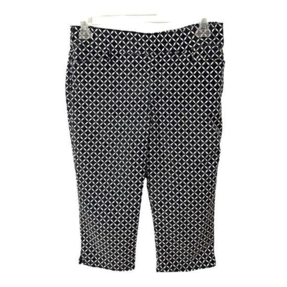 Navy and White Geometric Capris. Size 12P - Picture 1 of 5